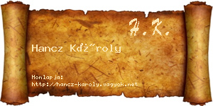 Hancz Károly névjegykártya